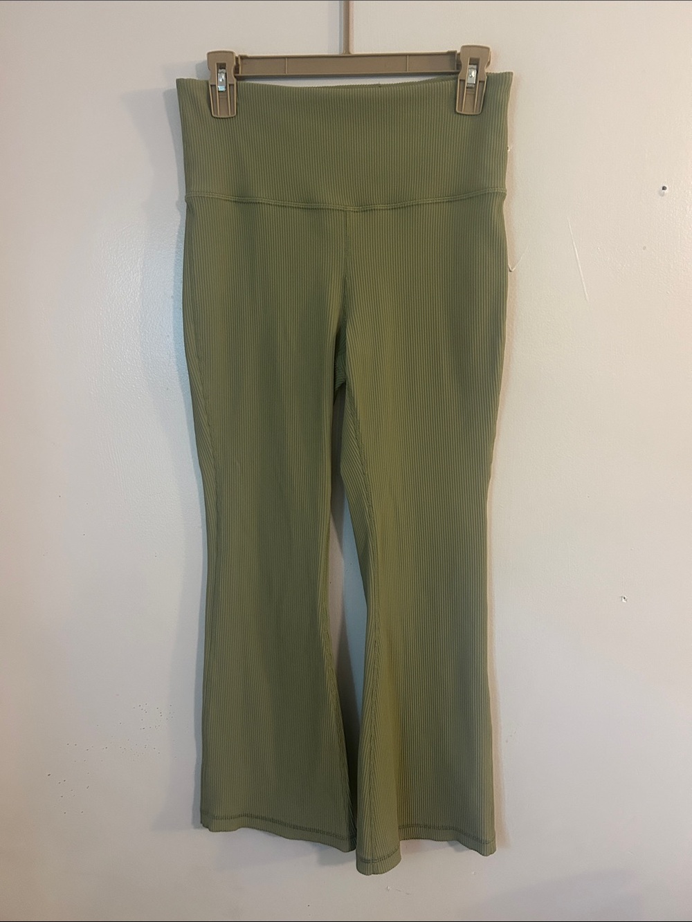 Athleta Olive Ribbed Flare Leggings